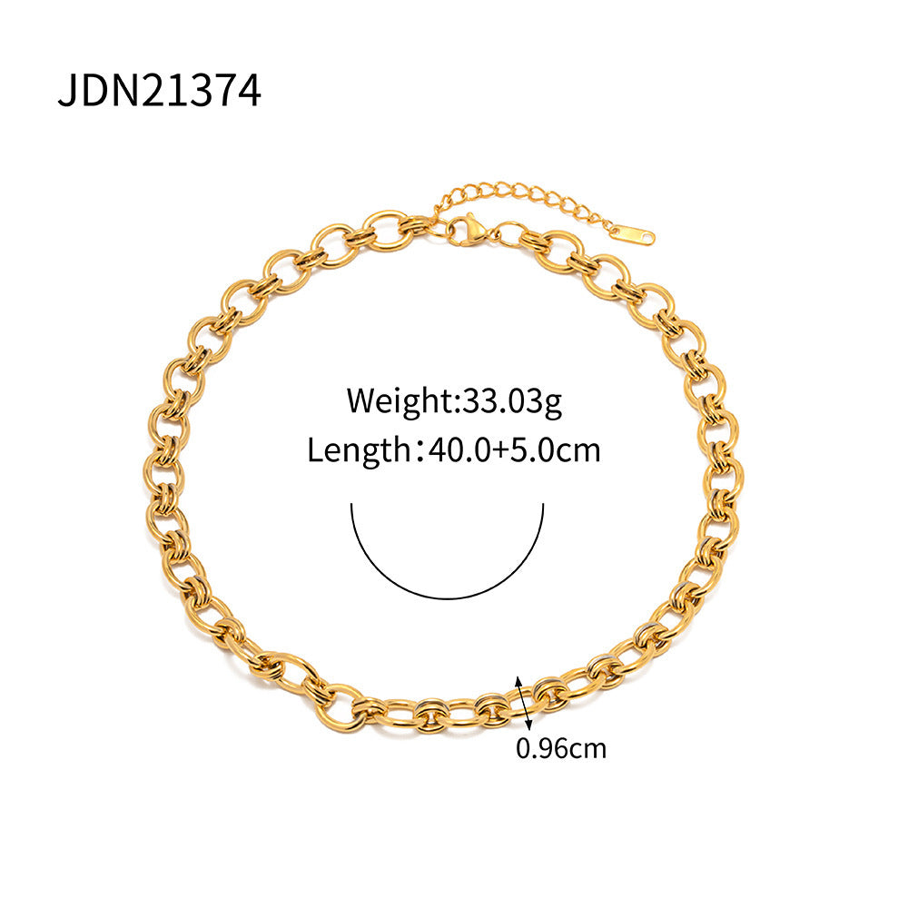 18K Gold Plated Chain Stainless Steel Bracelet Necklace