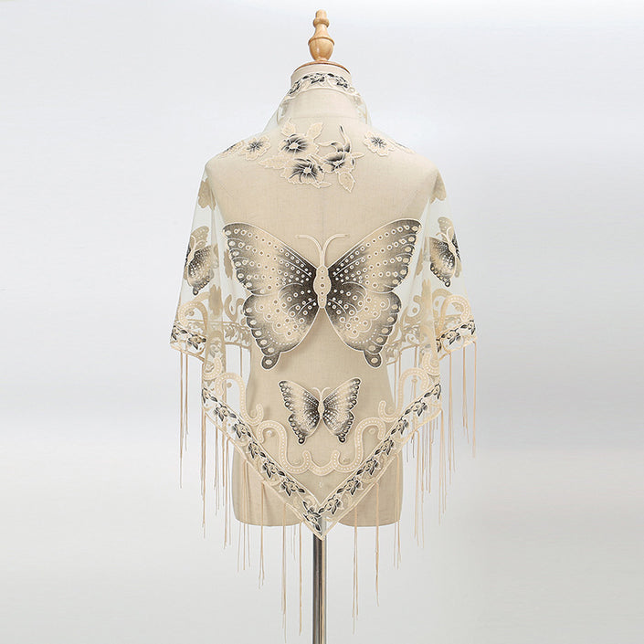 Lace Hollow-out Solid Color Triangle Women's Scarf
