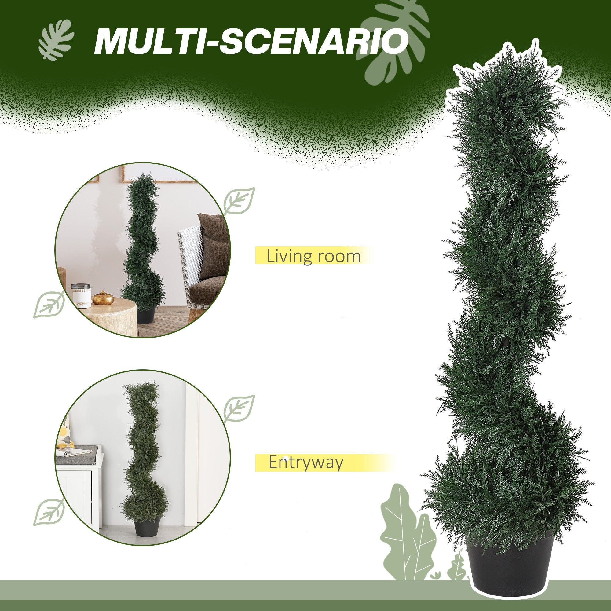 Topiary Artificial Faux Cedar Tree Spiral Fake Plant