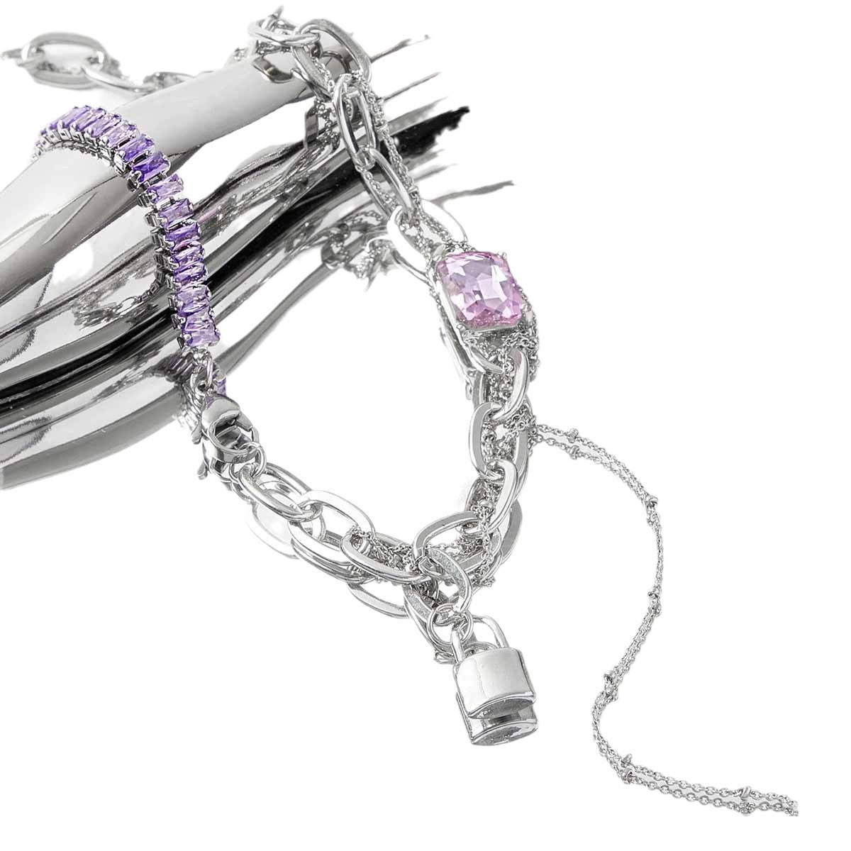 Qifu French Entry Lux Style Purple Zircon Clavicle Chain