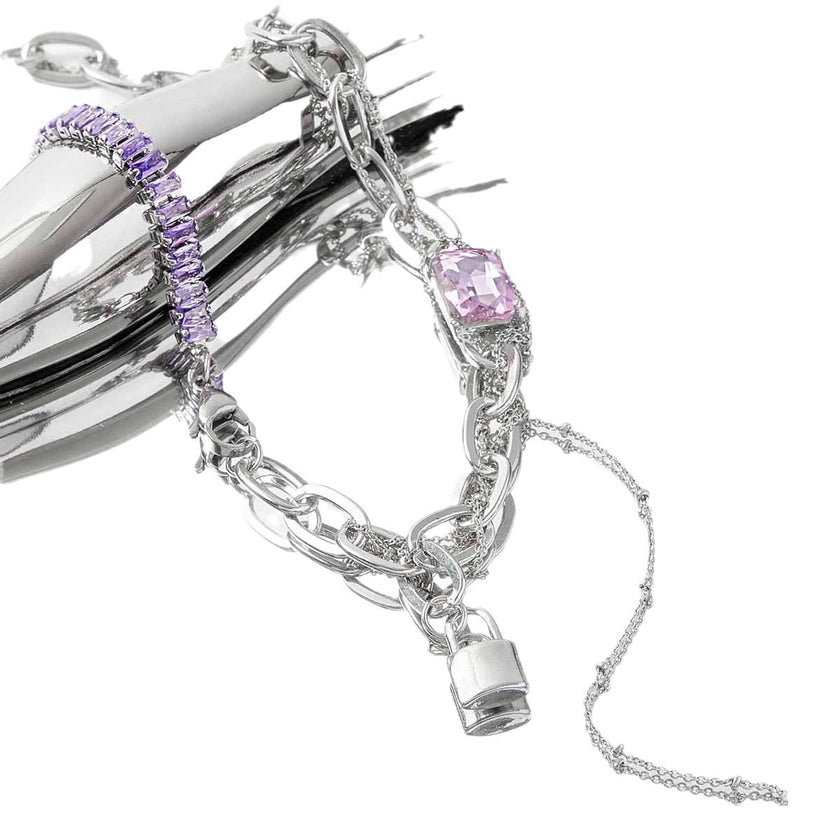 Qifu French Entry Lux Style Purple Zircon Clavicle Chain