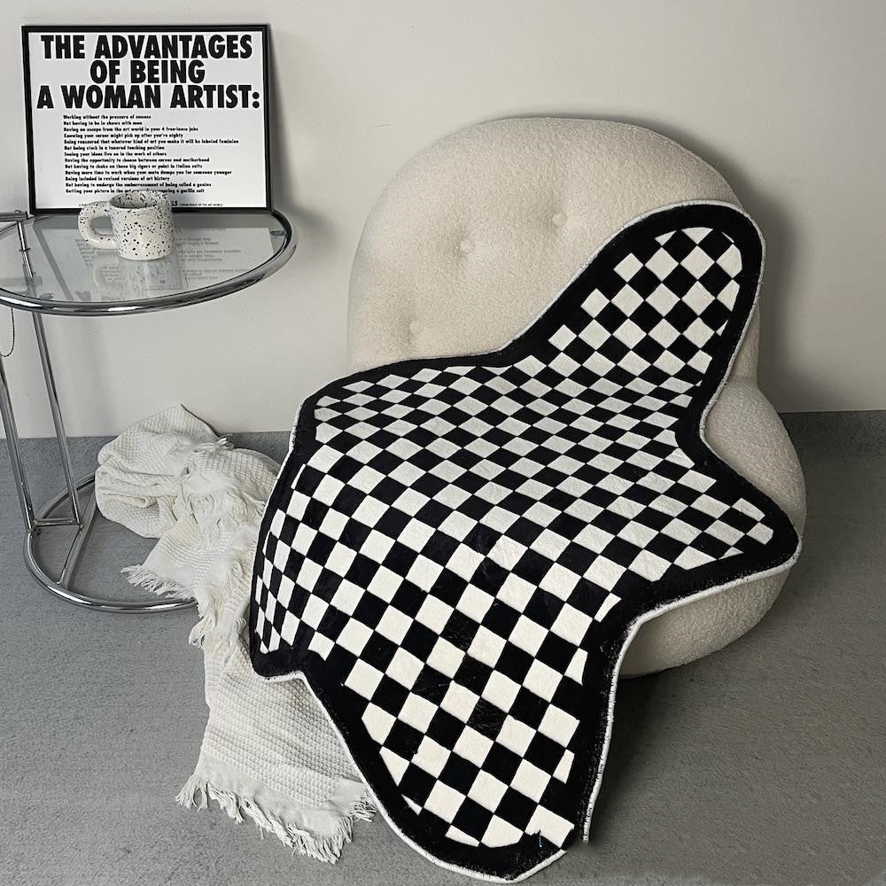Ins Simple Checkerboard Carpet Irregular