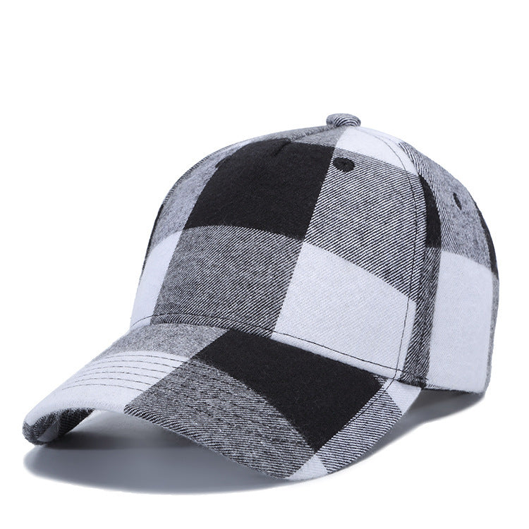 Black Red Check Peak Baseball Hat