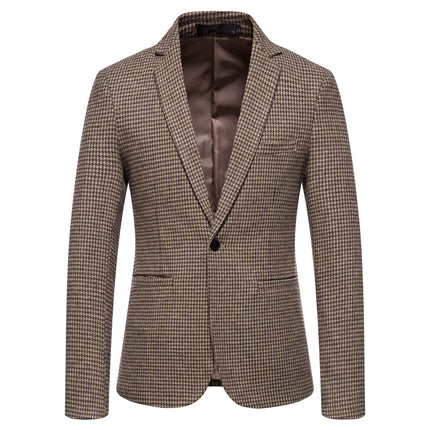 Men's Fashion Single Row One Button Suit Business Casual Trendy Woolen Suit Warm Jacket