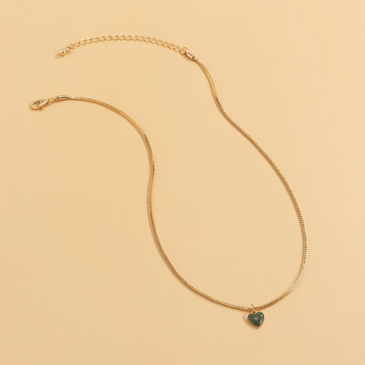 Hip Hop Retro Simple Oil Drop Peach Heart Twin Necklace