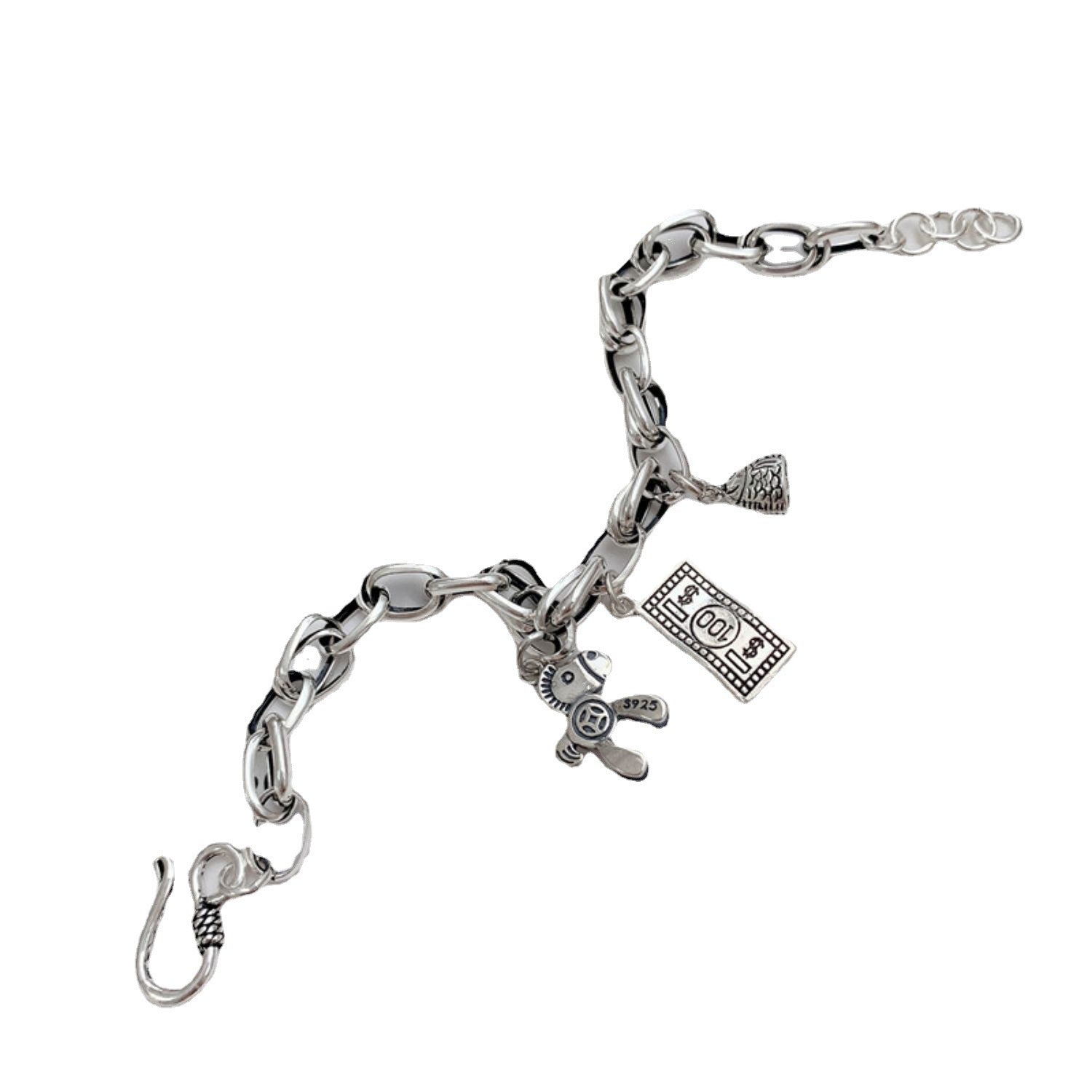 925 Sterling Silver Vintage Bracelet Women's Ins Chic Pony Coin Bracelet