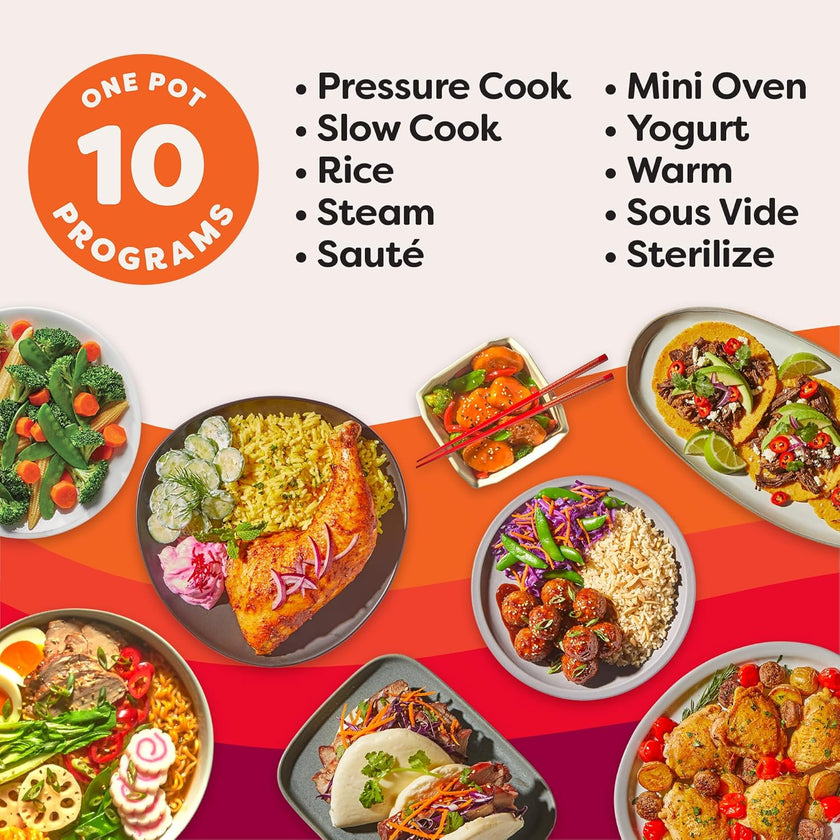 Instant Pot Pro 8 Qt 10-in-1 Electric Pressure Cooker, Black