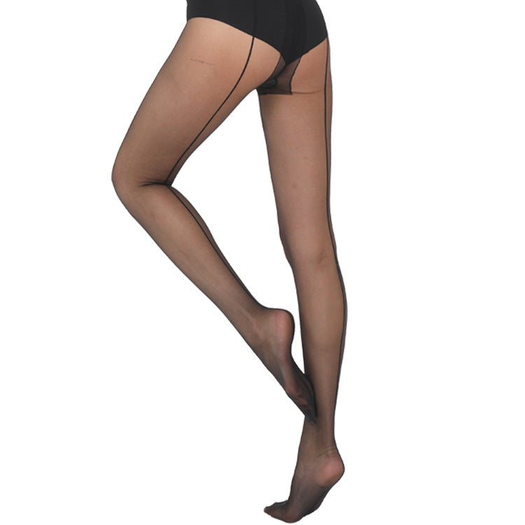 20D Back Vertical Line Personality Pantyhose Black Stockings Women