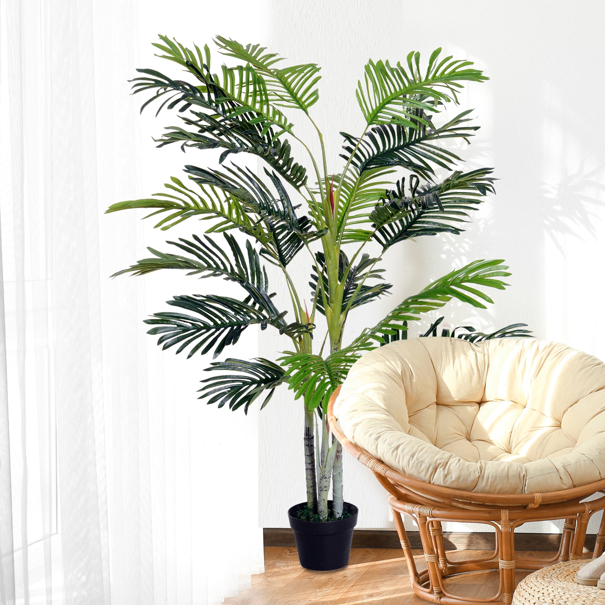 2 Ball Topiary Tree In Pot For Home Decor, Artificial Plant For Home Office, Living Room Decor, Dark Green