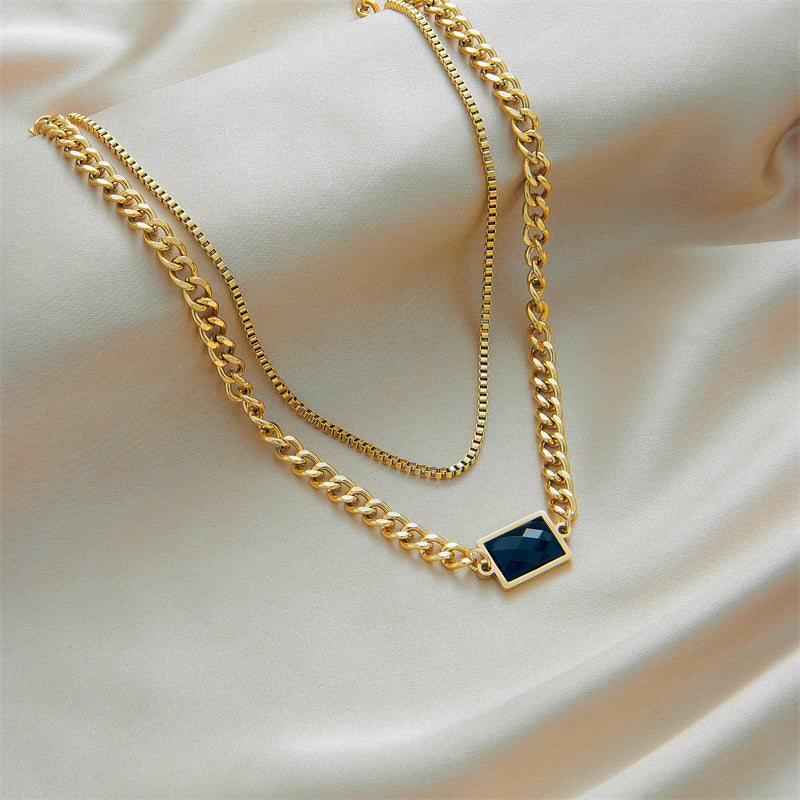 Double Titanium Steel Chain Necklace