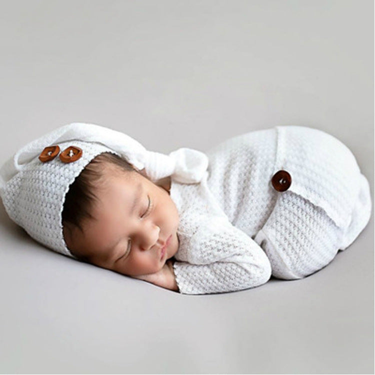 Newborn Baby Photography Props Full Sleeves Romper Outfits With Hat For Infant Toddler Studio
