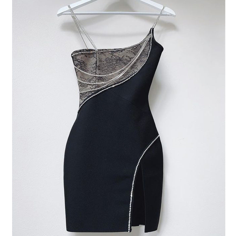 Sling Party Nightclub Party Lace Slit Bandage Dress