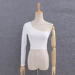 Off Shoulder Women White Black Tops Streetwear Elastic Short T shirt Knitting Cropped Camis Tees