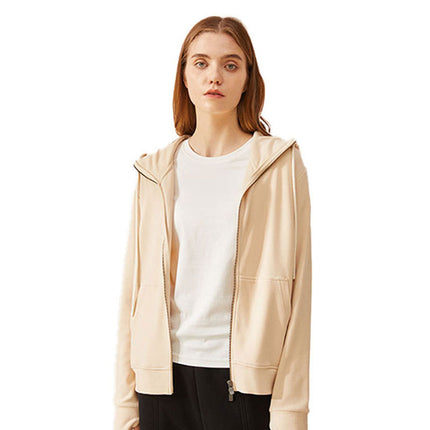 Fall Winter Coat Double Zipper Hooded Long Sleeve Warm Cardigan Women