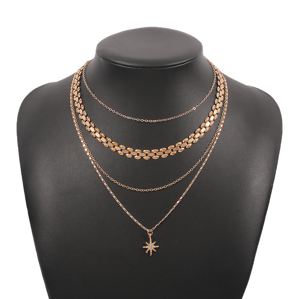 Multilayer Trend Elegant Jewelry Long Snake Chain Crystal