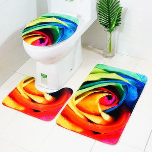 Three-piece rose toilet carpet
