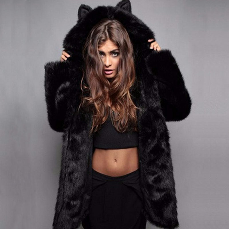 Hooded rabbit ears coat
