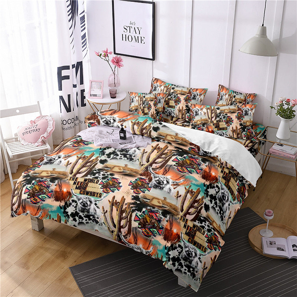 Household Fashion Simple Digital Printing Bedding Three-piece Set