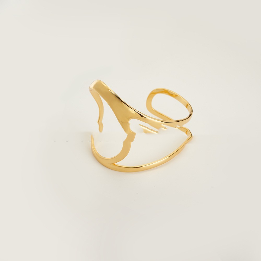 18K Gold Plating Brass Geometric Hollow Line Palm Bracelet