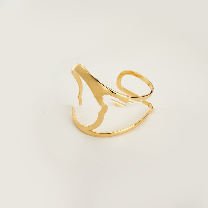 18K Gold Plating Brass Geometric Hollow Line Palm Bracelet