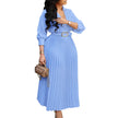 Long Pleated Dress Fashion V-neck Women