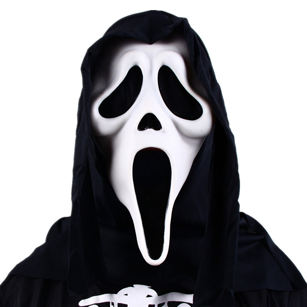 Halloween Horror Grimace Mask Red Tongue Black Face