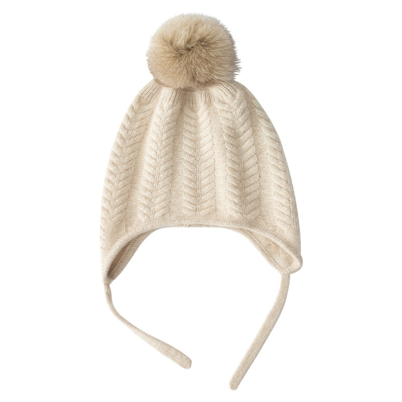 New Cashmere Ear Protection Twisted Thickened Solid Color Wool Knitted Hat