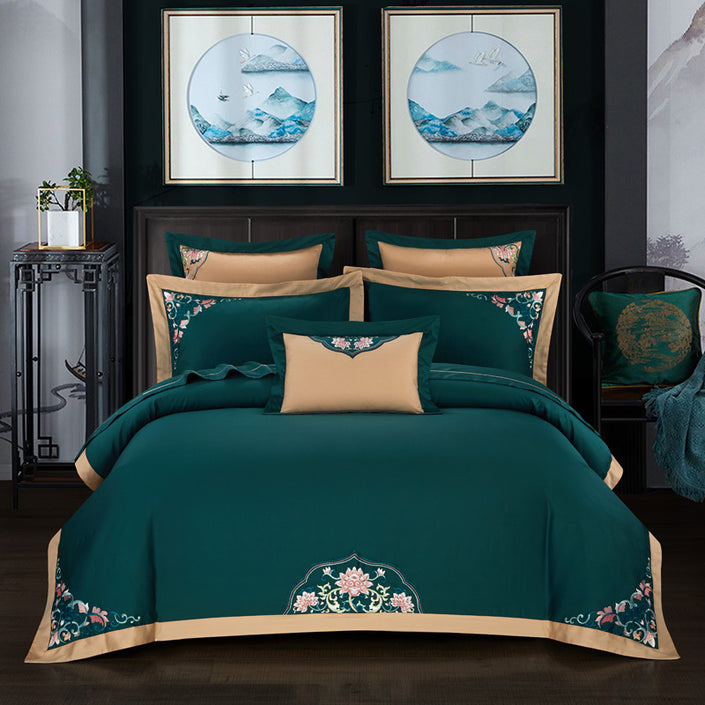 4-piece embroidered bedding set