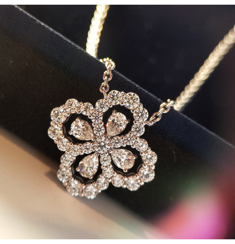 Design Necklace Female Sterling Silver Plated Four-leaf Clover Pendant
