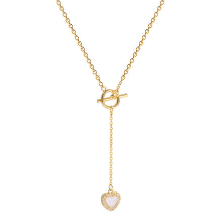 Love Titanium Steel Necklace Simple Zircon Pendant For Women