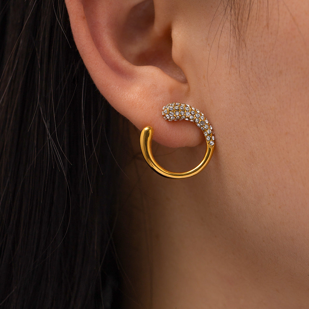 Women's Fashion Simple Gold-plated White Diamond Pearl Stud Earrings