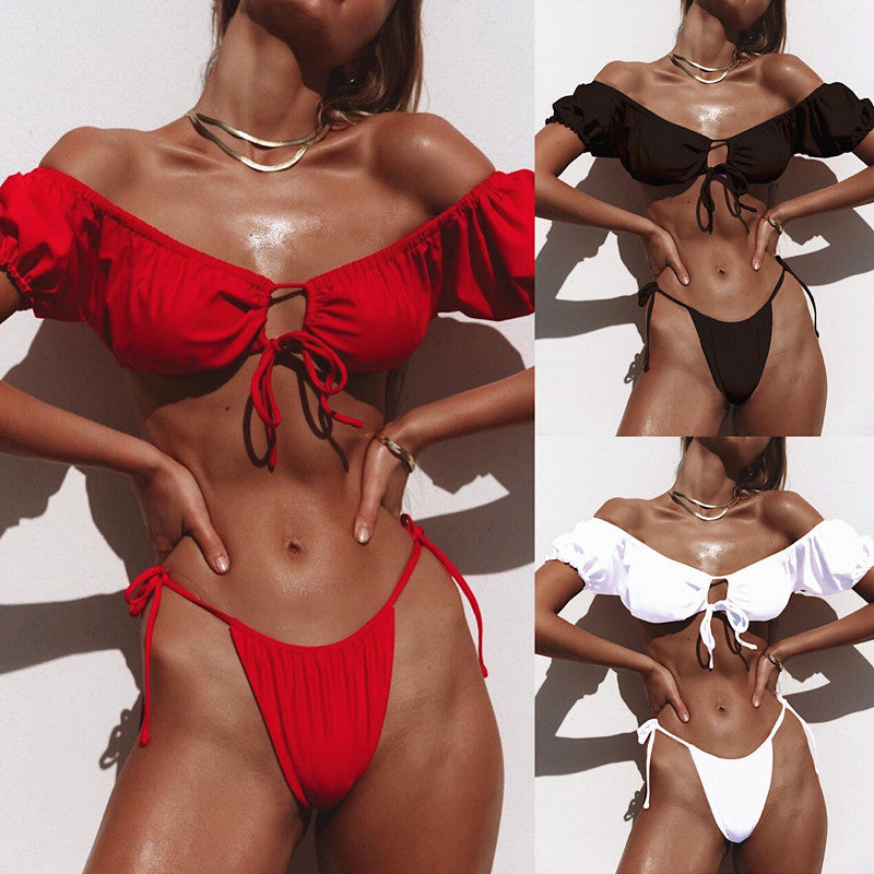 Pleated bikini new trade swimsuit with sleeves