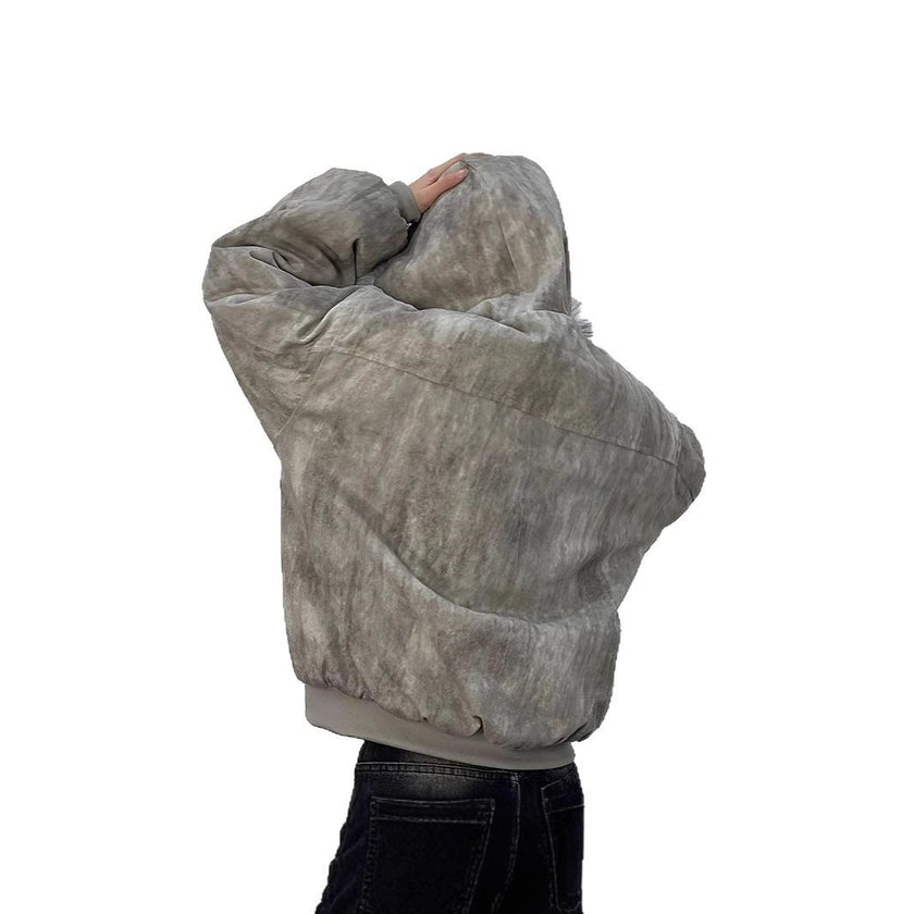 Hooded Large Fur Collar Cotton-padded Coat For Men Thick Warm Jacket