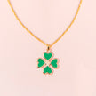 Enamel Green Four Heart Clover Necklaces For Women