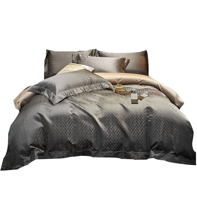 Luxury 140 High-end Brocade Four-piece Jacquard Beddings Cotton Satin Quilt Cover Bed Sheet Quilt 18 Bedding