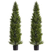 Artificial Topiary Cedar Trees, 60 Inch 2 Set Faux Pine Shrubs Plants, Fake Silk Tree Look Real, Easy Assembly For Decor Front Porch Outdoor Patio Garden Balcony Backyard Indoor Office