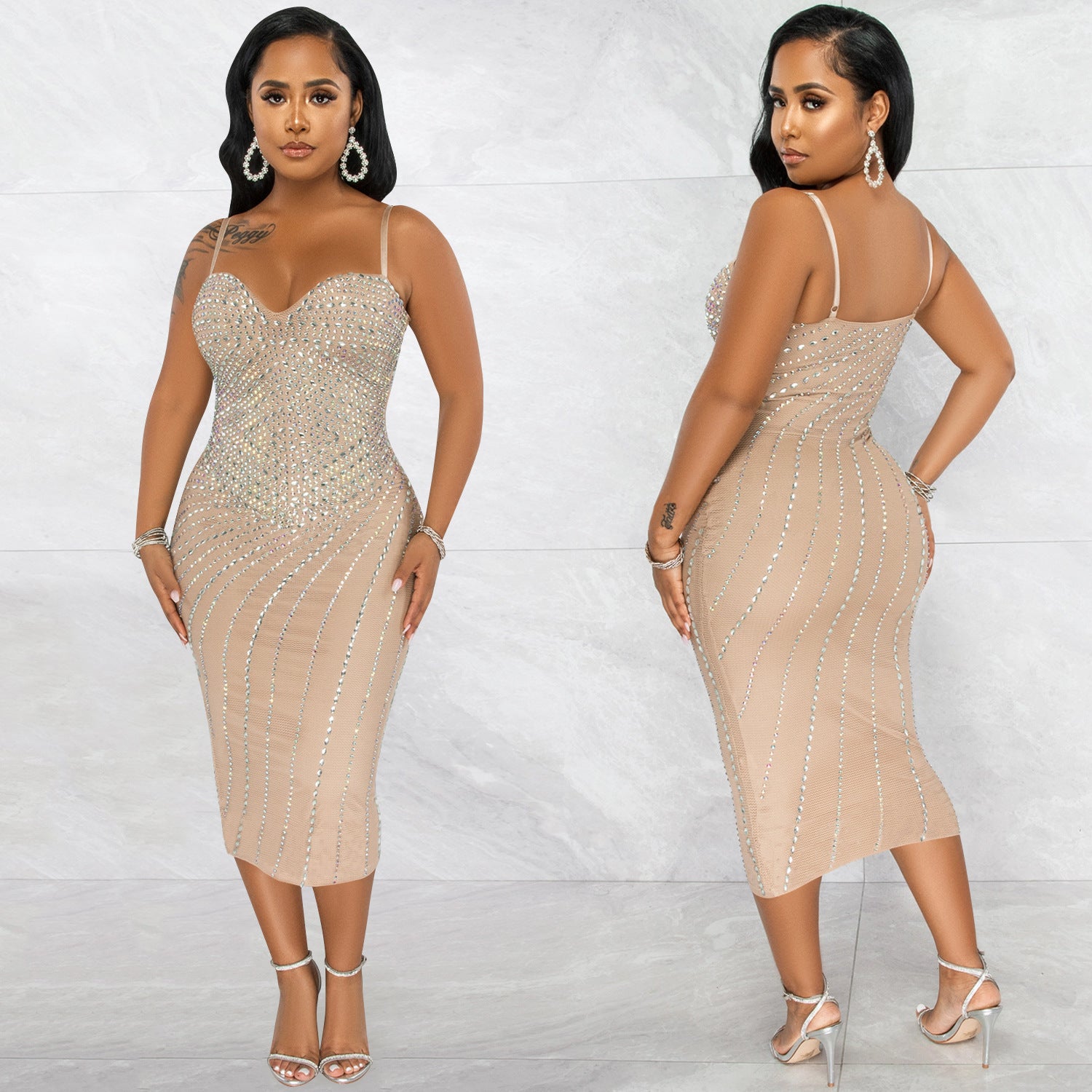 Women's Sling Hot Drilling Dress Nightclub