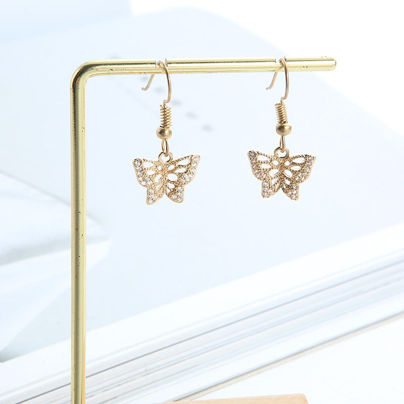 Entry Lux Copper Jewelry Micro Inlaid Zircon Butterfly Earrings Necklace Dress Accessories