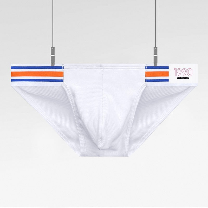 Men's Cotton Side Seam Label Low Waist Sports Hip Lifting Briefs Underwear Men