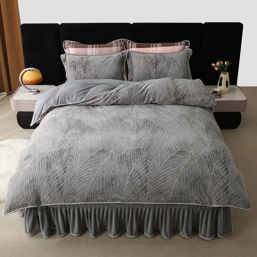 New Milk Fiber Printed Four-piece Bedding Set