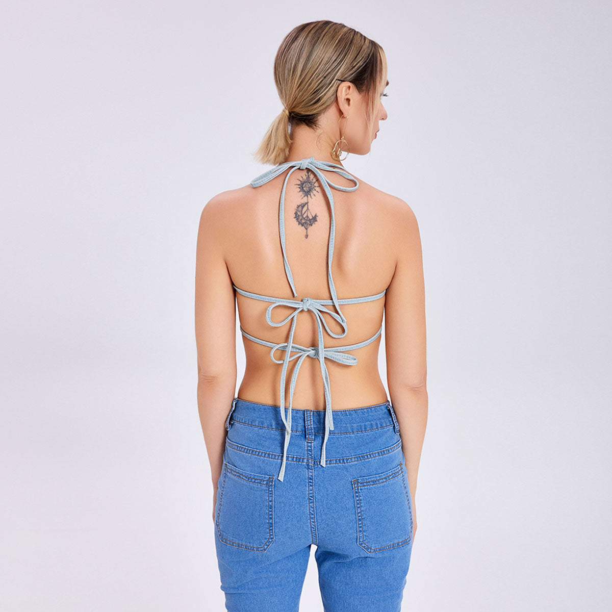 Personality Tops Are Sexy, Thin Butterfly Pattern Denim Camisole Short Small Vest