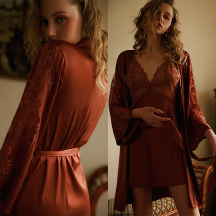 Alpscommerce silk pajamas women summer lace suspender nightdress