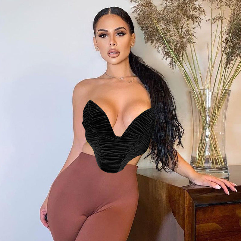 Women's New Style Pleated Sexy Heart-shaped Chest-wrapped Camisole