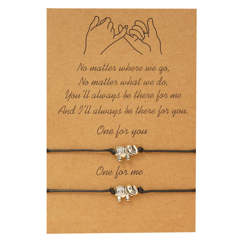 Elephant Bracelet Simple Retro Wax Line Woven Adjustable