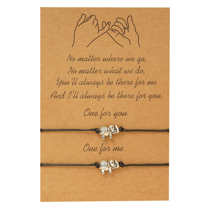 Elephant Bracelet Simple Retro Wax Line Woven Adjustable