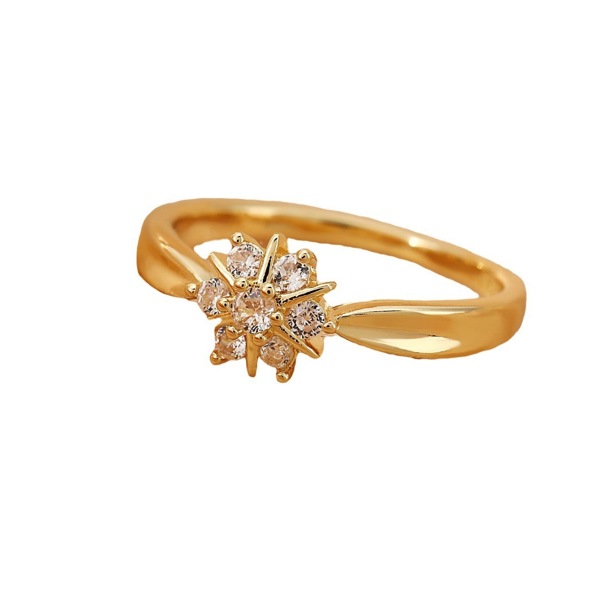 Flower Rhinestone-embedded Personalized Niche Design Shank Ring