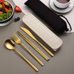Kitchen Accessories Camping Travel Sets Gold Knife Fork Spoon Portable Cutlery Sets with case