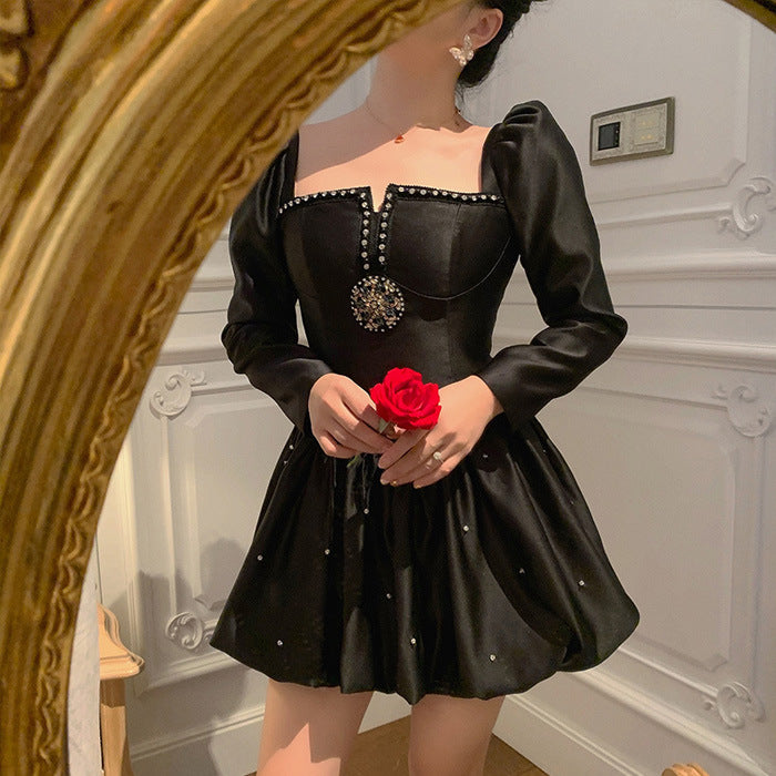 Retro Heavy Industry Little Black Dress Dress Dress Women