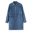 Fashionable Versatile Slimming Denim Shirt Dress Elegant Hong Kong Style Vintage Single-breasted Coat
