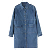 Fashionable Versatile Slimming Denim Shirt Dress Elegant Hong Kong Style Vintage Single-breasted Coat